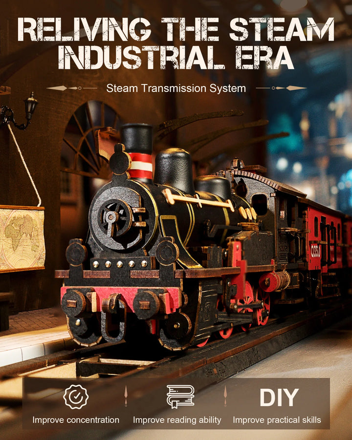 Rolife Steam Journey 3D Wooden Puzzle Traditional Train Model Pre-Colored Design Wood Easy Assemble Toys Gifts TGS01