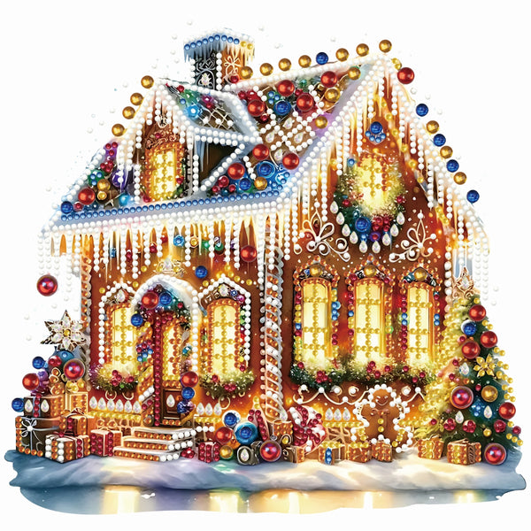 Syntego 5D DIY Festive Christmas House Diamond Art Kit Crystal Embroidery Rhinestone Acrylic Table Top Decoration Approx. 20cm x 17cm