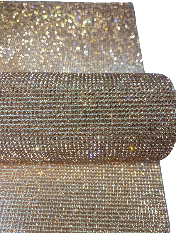 Rose Gold Self Adhesive Rhinestone Sheet Large 40cm x 24cm (17" x 10") Super Sparkly Crystal Rhinestones