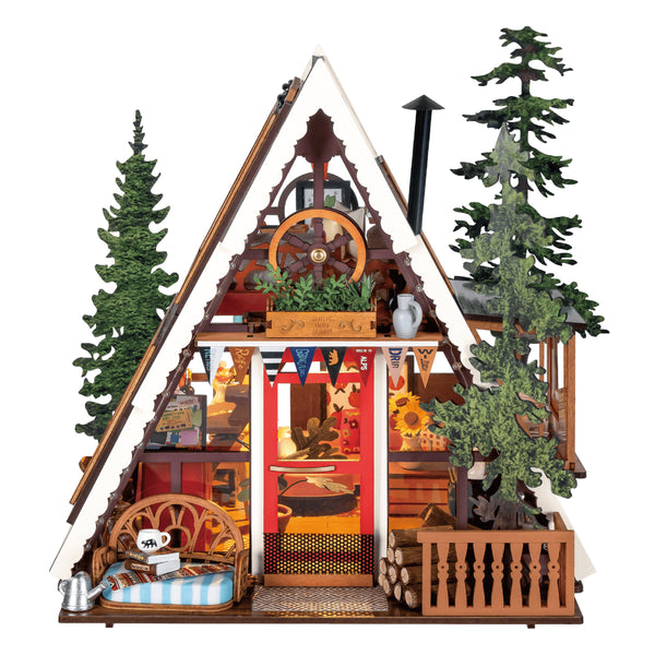 Cozy A-Frame Cabin DIY Miniature House – DIY Craft Kit for Adults & Teens