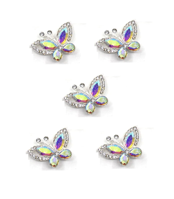 5pcs AB Crystal Butterfly Flat Back Diamante Embellishment Grade A Rhinestones Sparkly