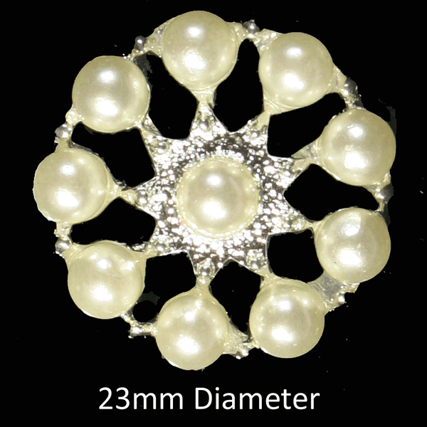 10 Carousel Round Pearl Embellishment 25mm