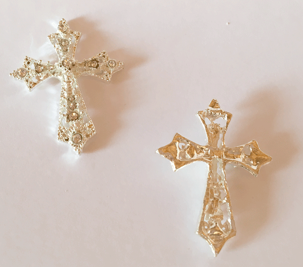 10 filigree cross diamante embellishment approx 3.3cm x 2.75