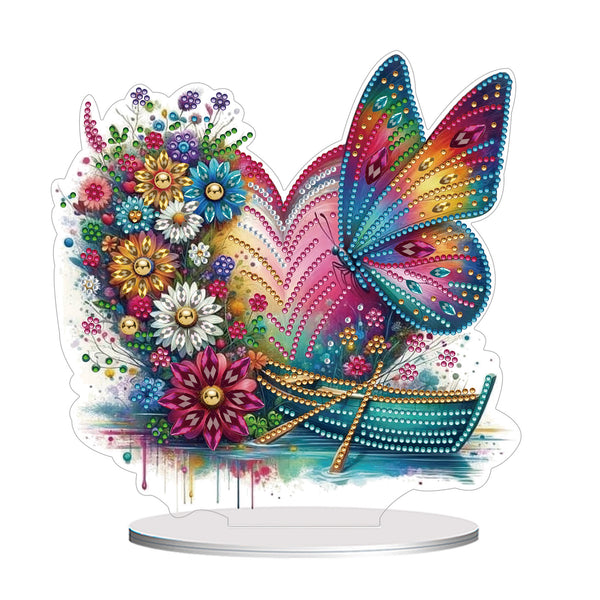 5D DIY Rainbow Floral Butterfly Heart Diamond Painting Kit Tabletop Decor - Syntego