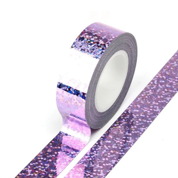 Lilac Solid Foil Holographic Glitter Effect Washi Tape Decorative Tape 15mm x 5m