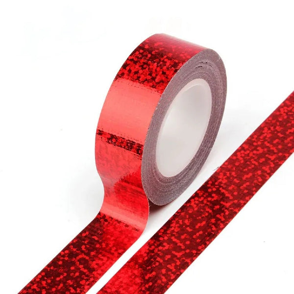 Red Solid Foil Holographic Glitter Effect Washi Tape Decorative Tape 15mm x 5m