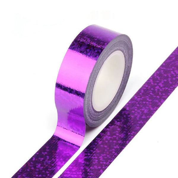 Purple Solid Foil Holographic Glitter Effect Washi Tape Decorative Tape 15mm x 5m