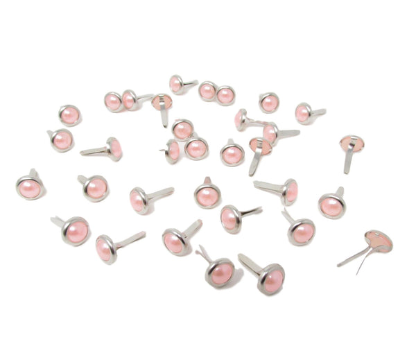 50 Round Pearl Brads Pale Pink 8mm x 12mm