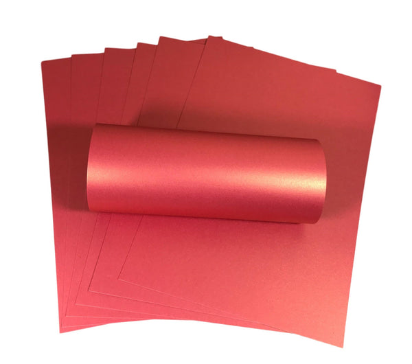 10 Sheets Magenta A4 Card With Gold Pearlescent Shimmer Decorative One Sided 300gsm