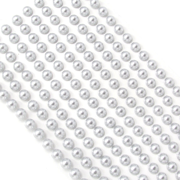 200 SILVER Round Pearls 6mm Flat Backed Round Self Adhesive Beads