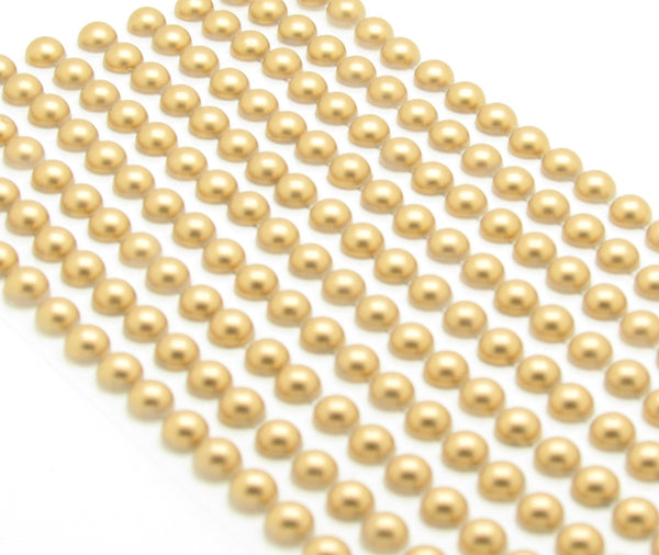 200 Self Adhesive Gold Pearls 6mm Flat Backed Round Beads