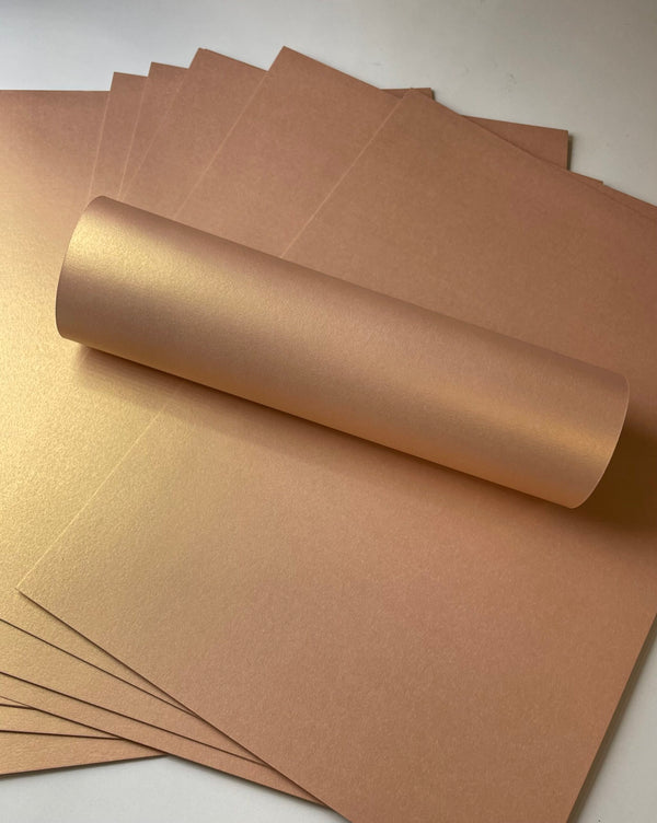 10 Sheets A4 Sandy Bronze Gold Shimmer Pearlescent Card Double Sided Quality 300gsm / 110lb Cover Card For Crafts Card Making