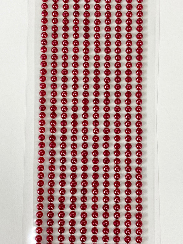 500 Royal Red Mini 3mm Pearls Flat Backed Round Self Adhesive Beads