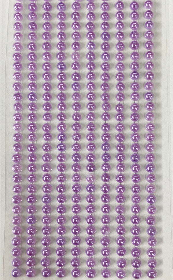 500 Lilac Purple Mini 3mm Pearls Flat Backed Round Self Adhesive Beads