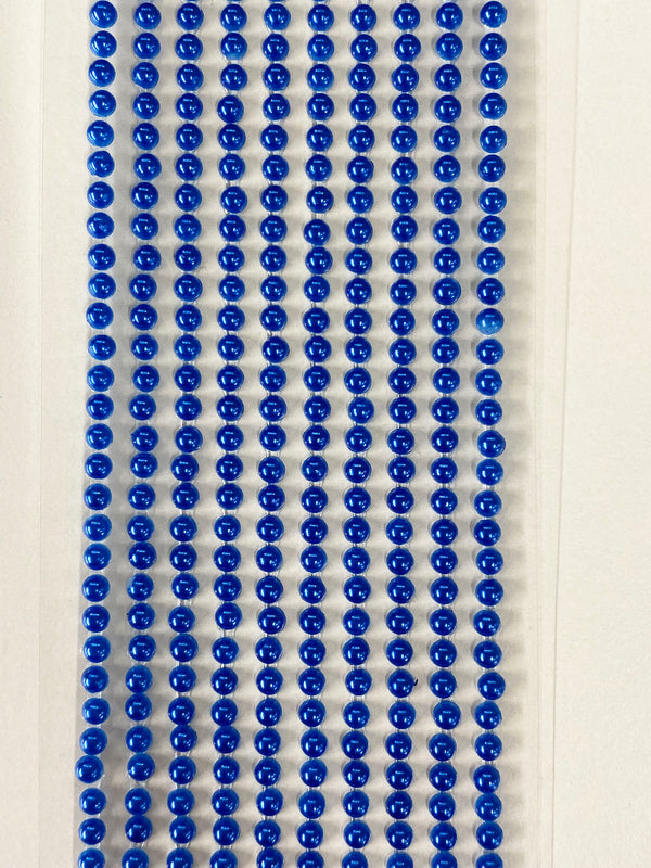 500 Royal Blue Mini 3mm Pearls Flat Backed Round Self Adhesive Beads