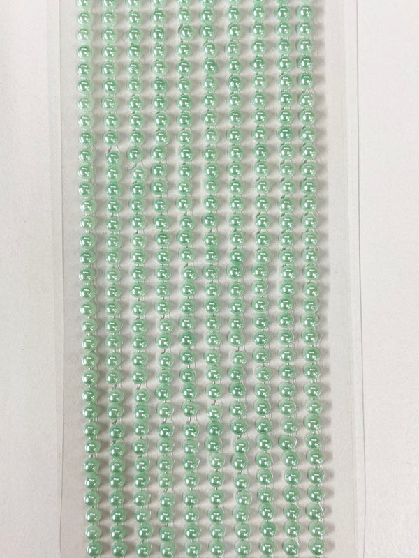 500 Mint Green Mini 3mm Pearls Flat Backed Round Self Adhesive Beads