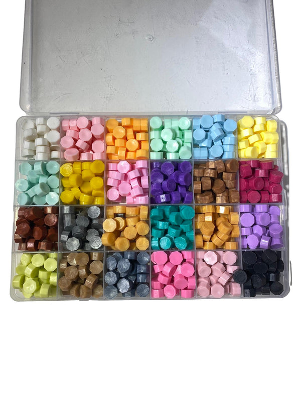 Assorted Sealing Wax Beads for Wax Seal Stamp Kits, Approx 600 PCS in Organised Plastic Box (24 Colours)