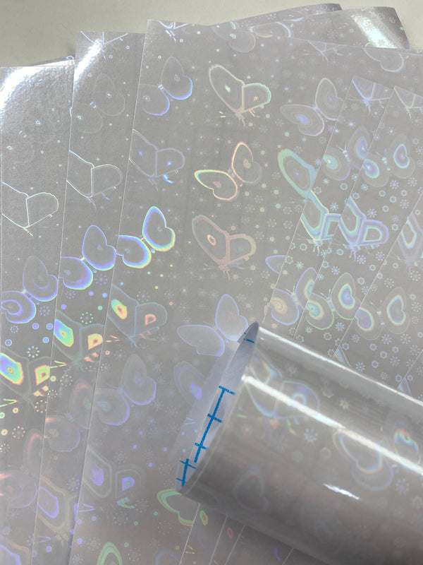 Self Adhesive Butterfly Transparent Holographic Vinyl Overlay Sheets Stickers (1)