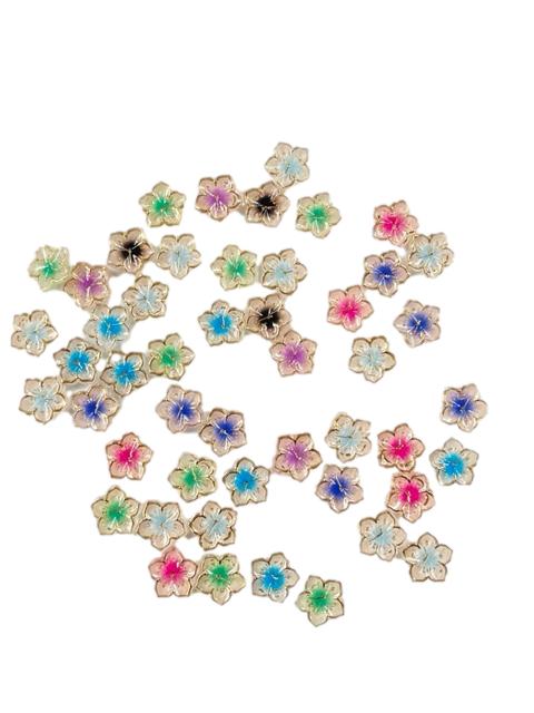 50pcs Kawaii Multi Coloured Mixed Assorted Flower Resin Embellishments Cabochon for Crafting