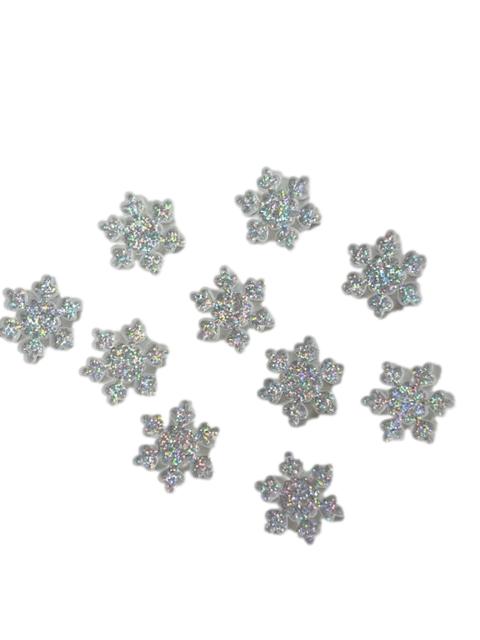 10pcs AB Sparkly Resin Mini Snowflake Embellishments for Crafting, Occasions and Christmas