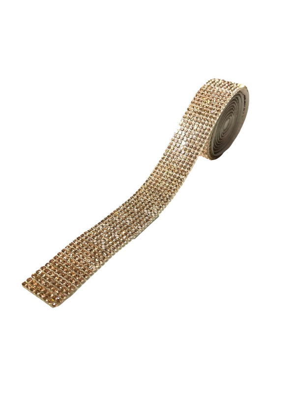 Rose Gold Self Adhesive Rhinestone Roll 1 Yard (91.44cm) 8 Row Super Sparkly Crystal Rhinestones (1)