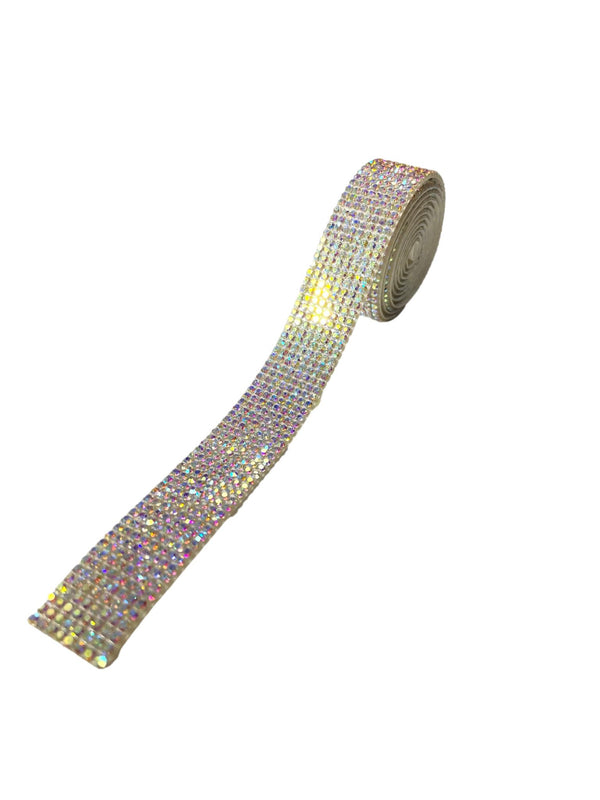 AB Rainbow Self Adhesive Rhinestone Roll 1 Yard (91.44cm) 8 Row Super Sparkly Crystal Rhinestones (1)