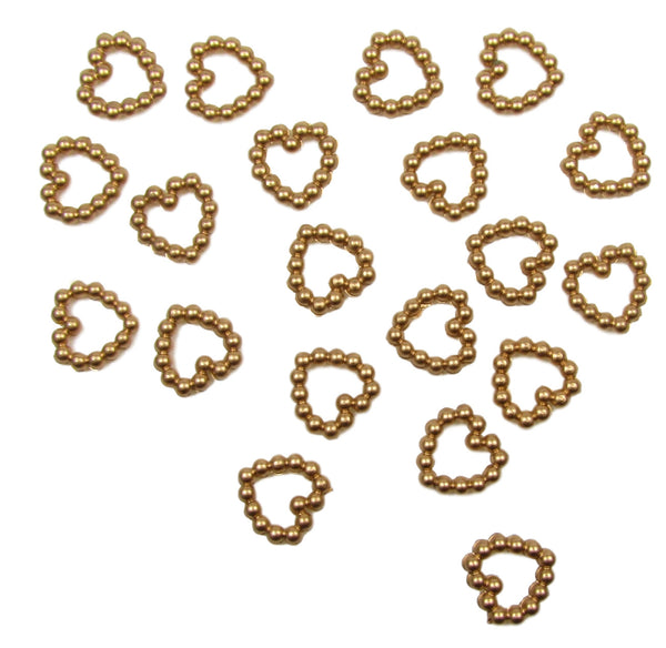 Gold Pearl Heart Shape Bead Double Sided 11mm. Pack of 50 Beads