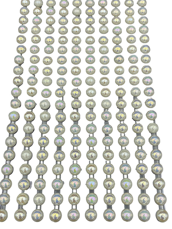 200 AB Ivory Round Pearls 6mm Flat Backed Round Self Adhesive Beads