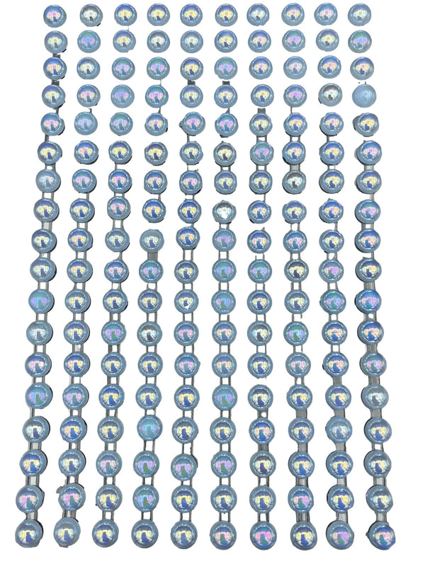 200 AB Light Blue Round Pearls 6mm Flat Backed Round Self Adhesive Beads