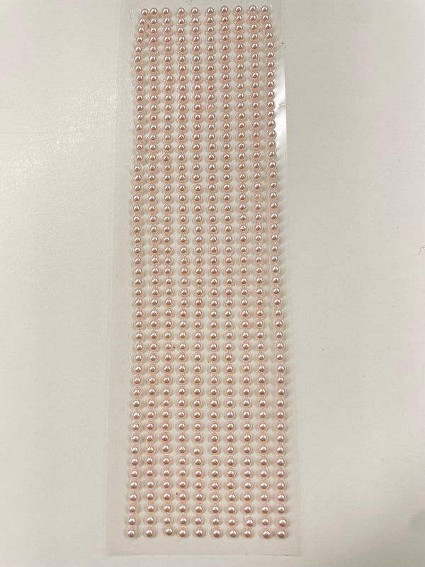 500 Peach Mini 3mm Pearls Flat Backed Round Self Adhesive Beads