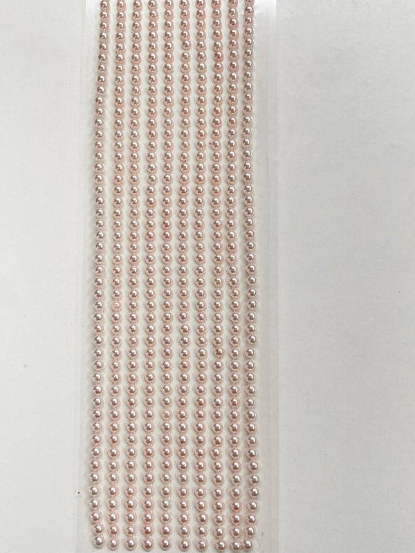 500 Peach Mini 3mm Pearls Flat Backed Round Self Adhesive Beads - Syntego