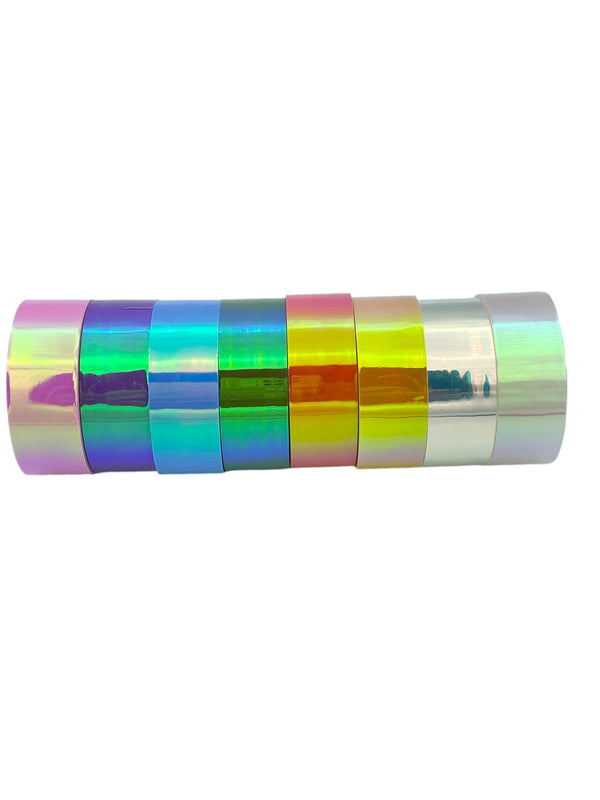 Syntego 8 Rolls Colourful Rainbow Laser Film Solid Foil Holographic Washi Tape Set 15mm x 3 Meters