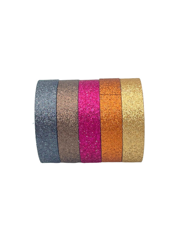 Syntego 5 Rolls Glitter Washi Tape Rolls Decorative Craft Set Coloured Tape, Scrapbook Tape, Journaling, Craft Tape (Mix 6)