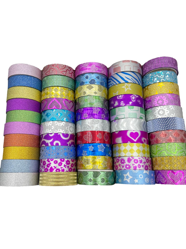 Syntego 50 Rolls Multi Pack Glitter and Foil Washi Tape Set 15mm x 3 Meters (0.59″ x 118″ inches) Colored Tape