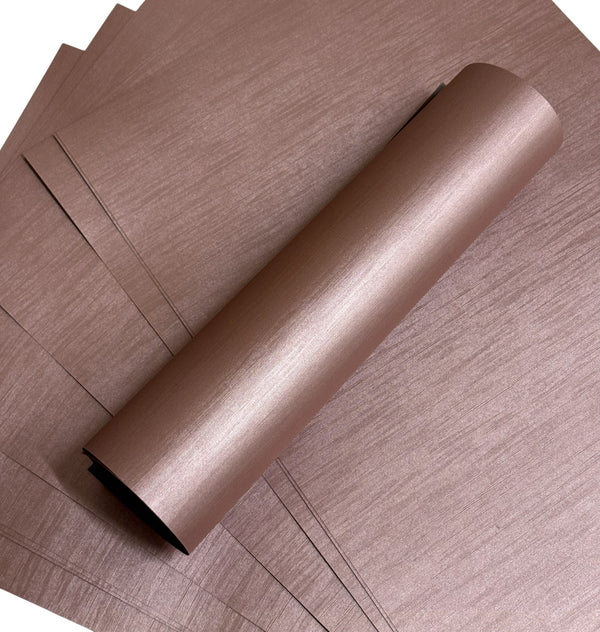 A4 Premium Imitlin Metallic Rose Gold Silk Pearlescent Shimmer Paper: 130gsm -20 Sheets