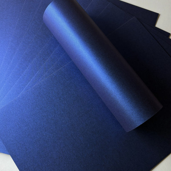 10 Sheets A4 Gmund Action Midnight Blue Pearlescent Black Reverse Side Quality Card 310gsm