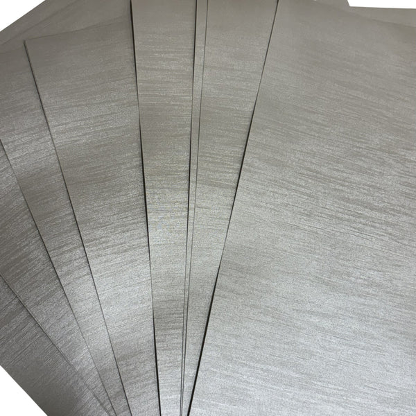 A4 Premium Imitlin Metallic Silver Silk Pearlescent Shimmer Paper: 130gsm -20 Sheets