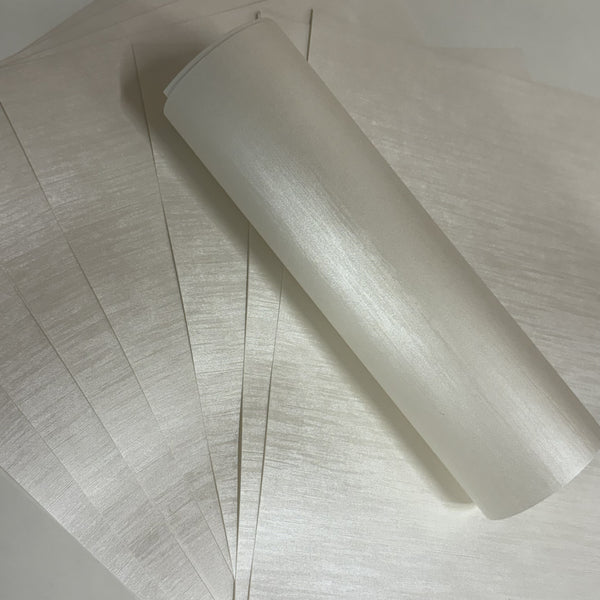 A4 Premium Imitlin Metallic Pearl White Silk Pearlescent Shimmer Paper: 130gsm -20 Sheets