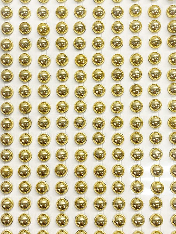 200 Metallic Gold Round Pearls 6mm Flat Backed Round Self Adhesive Beads