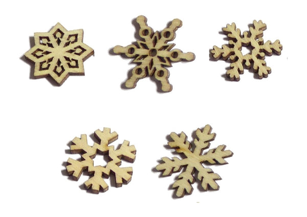 100pcs Rustic Wooden Christmas Snowflakes Confetti Embellishments for Crafting Decoration