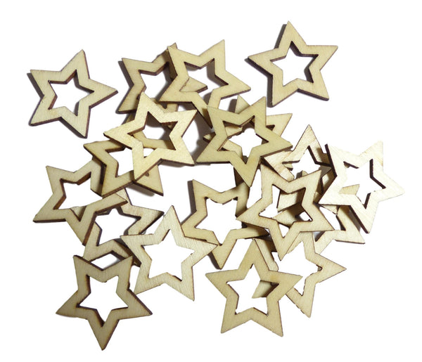 50pcs Rustic Wooden Star Shapes Wood Craft Embellishments for Crafting Decoration