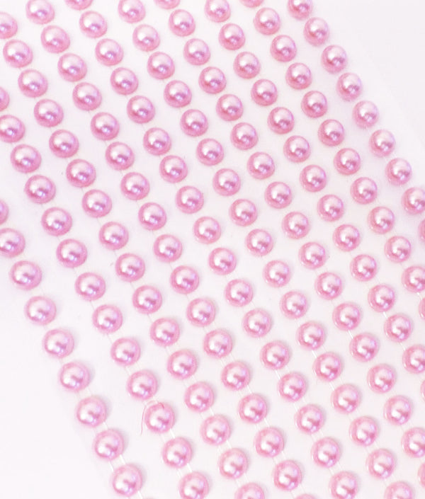 200 PINK Round Pearls 6mm Flat Backed Round Self Adhesive Beads