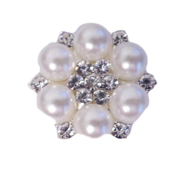 10 Ivory Pearl and Diamante Round Cluster Embellishments Grade A Rhinestones