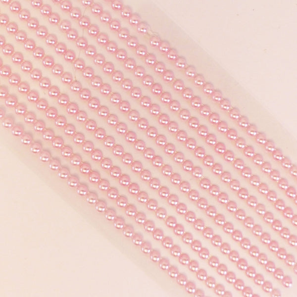 500 Pink Mini 3mm Pearls Flat Backed Round Self Adhesive Beads