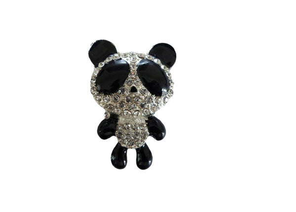 Black Enamel Diamante Panda Crystal Rhinestone Embellishment