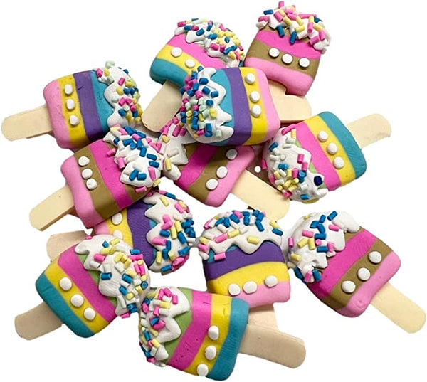 12pcs Kawaii Multi Coloured Popsicle Ice Lolly Polymer Clay Flatback Embellishments Cabochons for Crafting Visit the Syntego Store