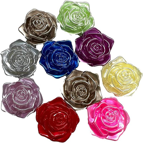 10pcs Kawaii Rose Flower Assorted Colours Flatback Resin Embellishments Cabochon for Crafting