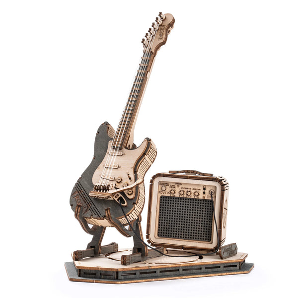Electric Guitar Model Gift for Kids Adult Assembly Creative Toys Building Block Set 3D Wooden Puzzle TG605K