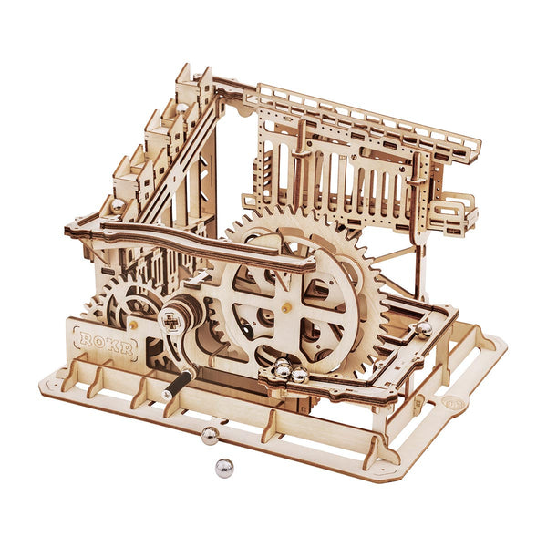 Waterwheel Coaster Marble Run 3D Wooden Puzzle – DIY Mechanical Model Building Kit for Kids & Adults