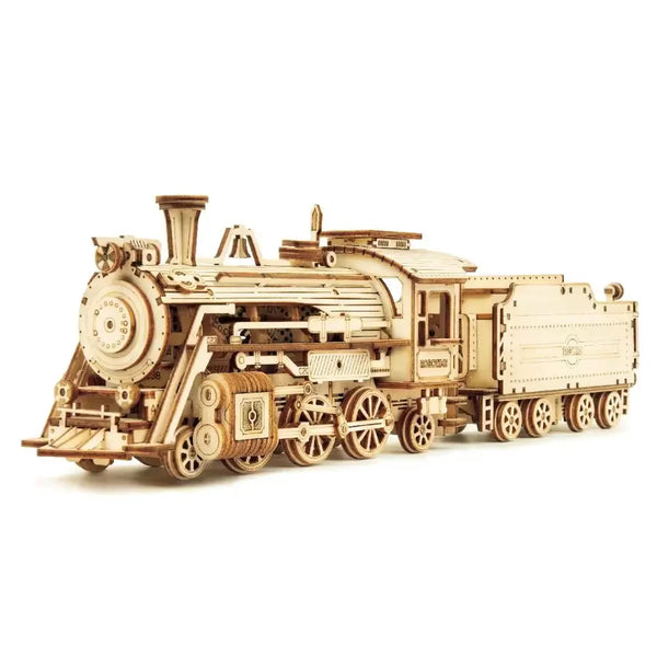Rokr 3D DIY Wooden Puzzle Model Kits - Steam Express Train Montessori Educational Toy Kit for Adults
